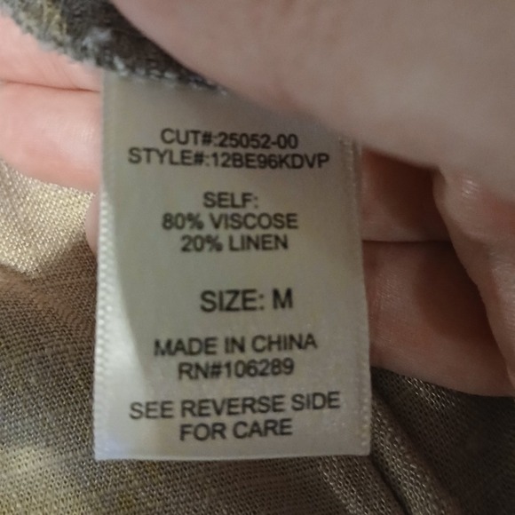 Altar'd State Tan Linen Blend Tie Front Puff Sleeve Crop Top Womans Medium - Picture 8 of 12